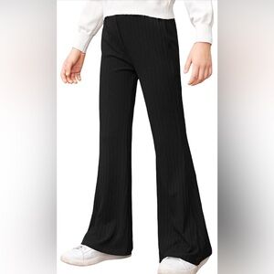 Milumia Girl's Casual Rib Knit Elastic High Waist Flare Pants Bell Bottom